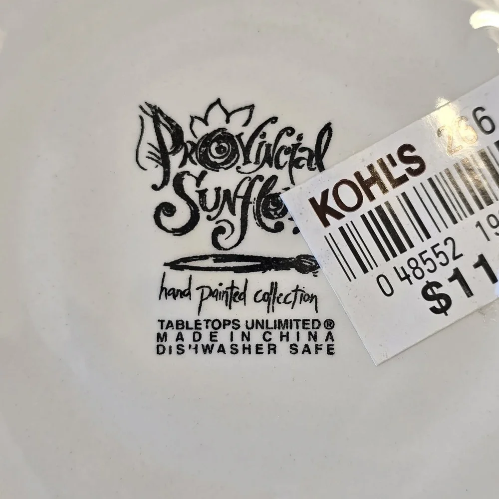 Provincial Sunflower Hand Painted Ceramic Salad Plate x2 by Tabletops Unlimited‎